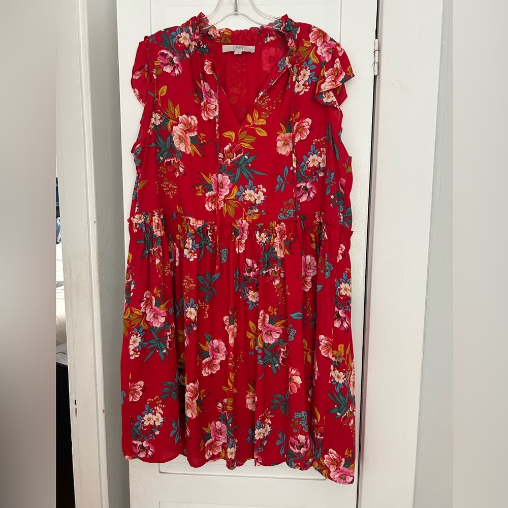 LOFT ted floral dress size large